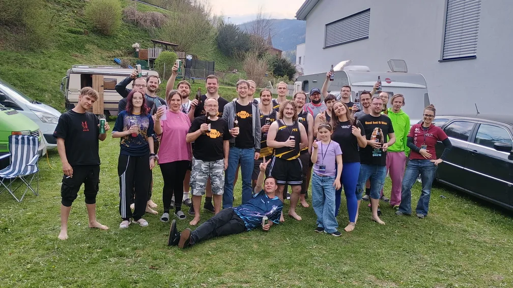 Gruppenfoto der Bier-Yoga-Teilnehmer
