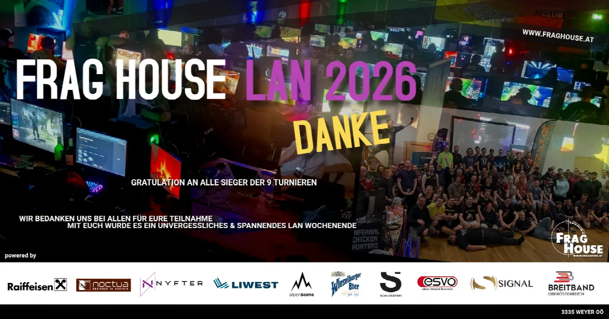 Frag House LAN 2026 – Danke an alle Teilnehmer und Sponsoren